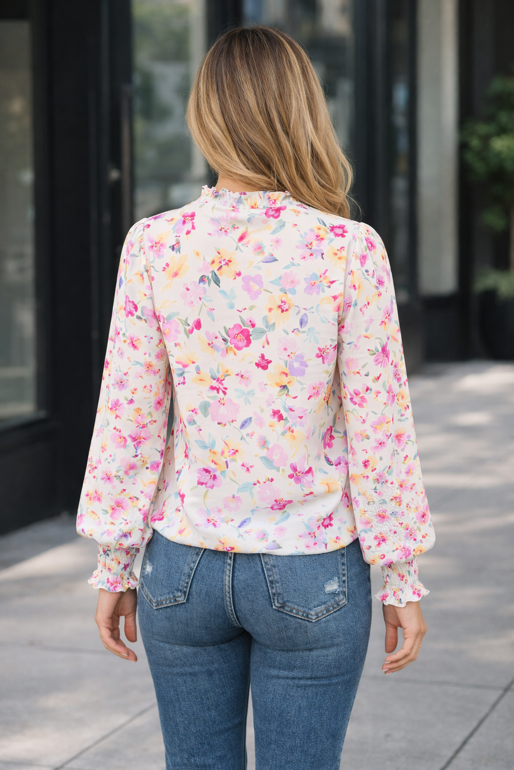 Clover Cakewalk Floral Smocked Blouse