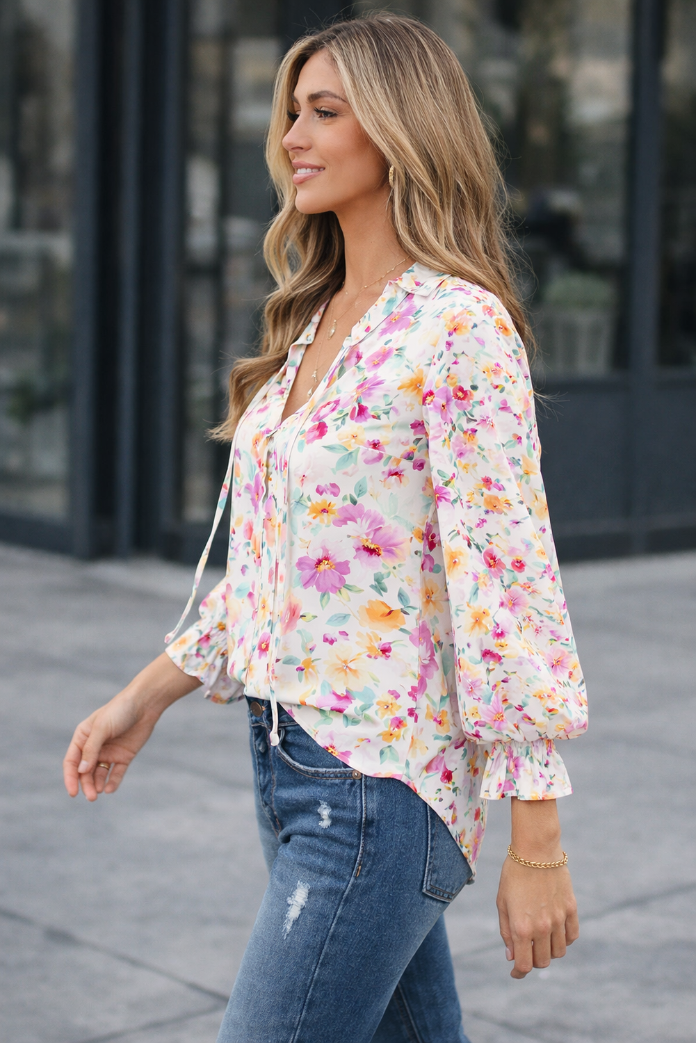 Clover Cakewalk Floral Smocked Blouse