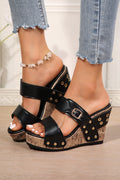 Karla Rivet Studded Wedge Slippers