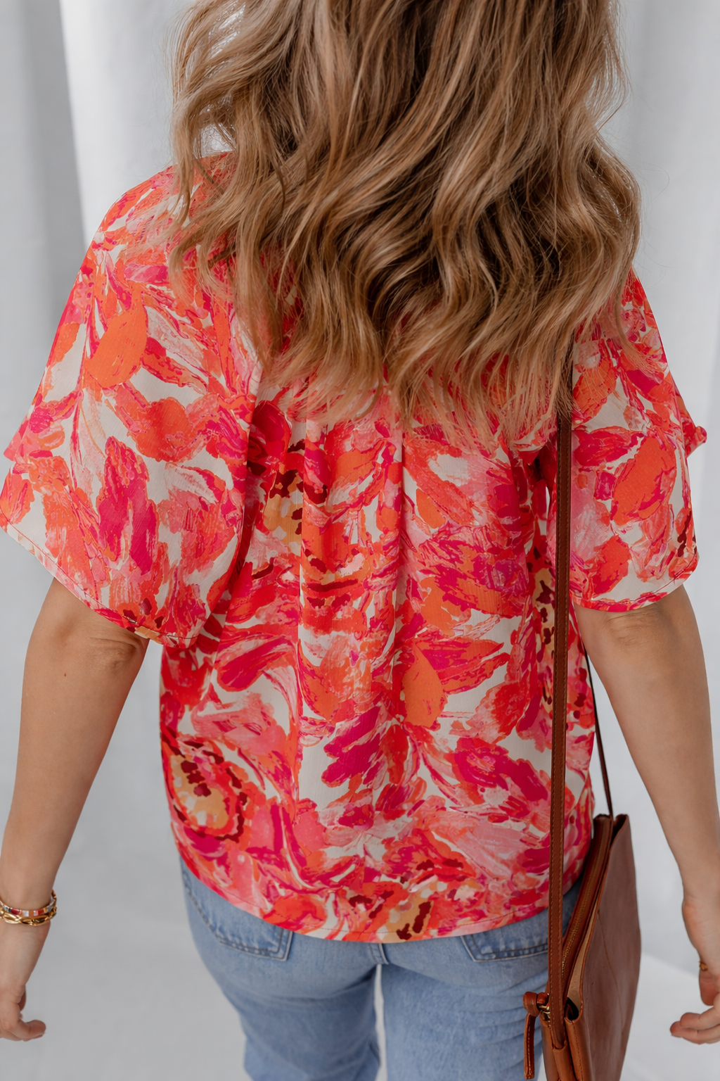Rosalyn Print Striped Trim Blouse
