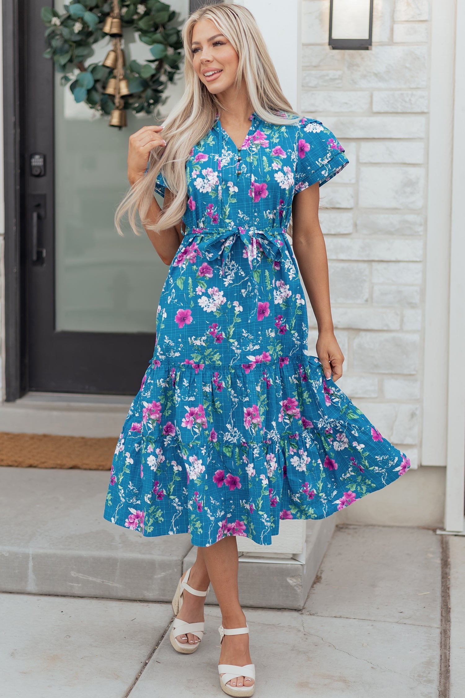 Tessa Tie Belted Long Dress