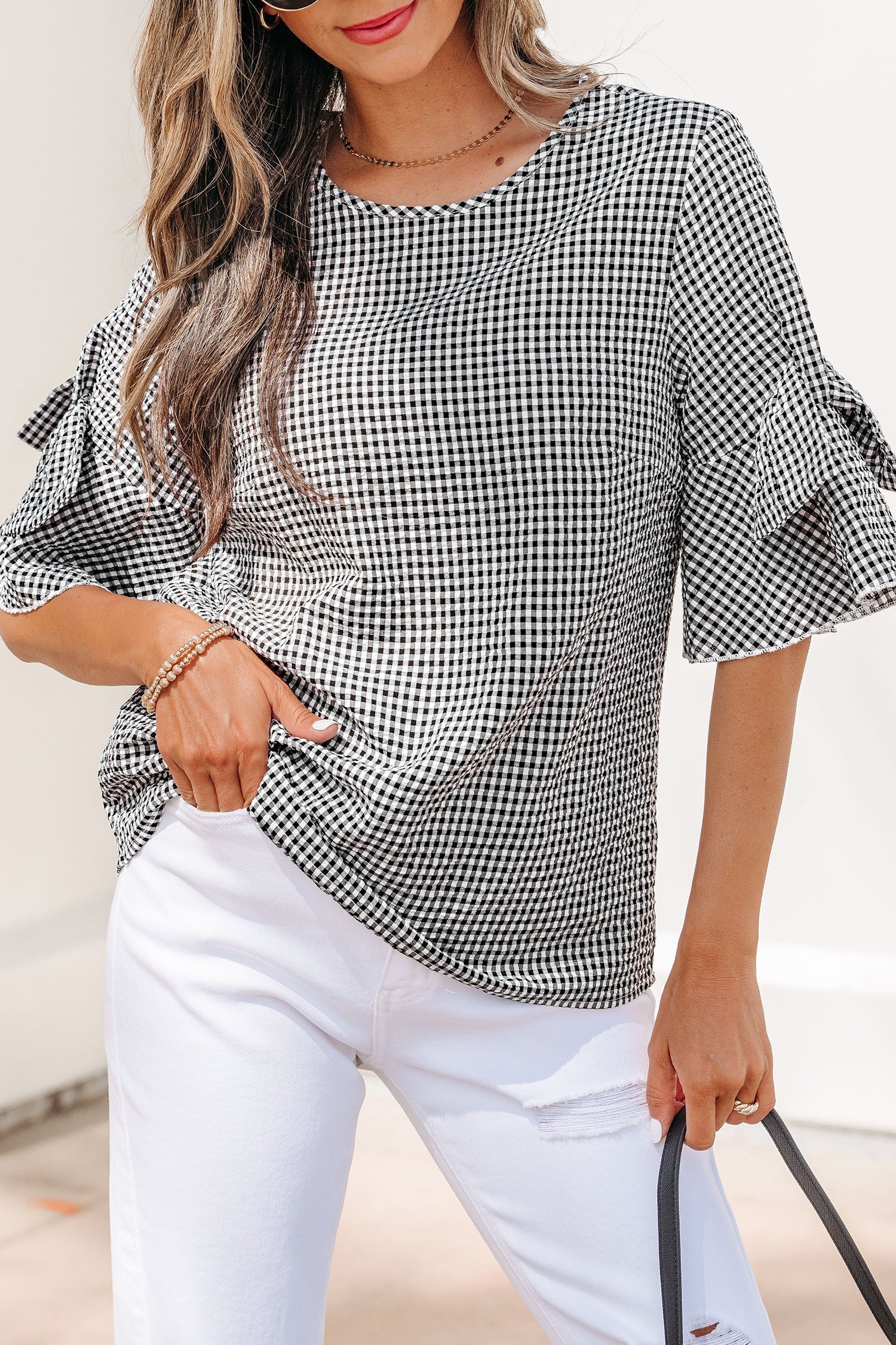 Carolina Ruffled Half Sleeve Blouse