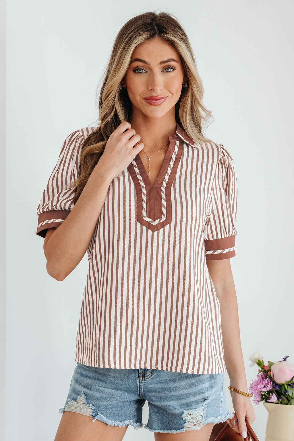 Romina Short Bubble Sleeve Blouse