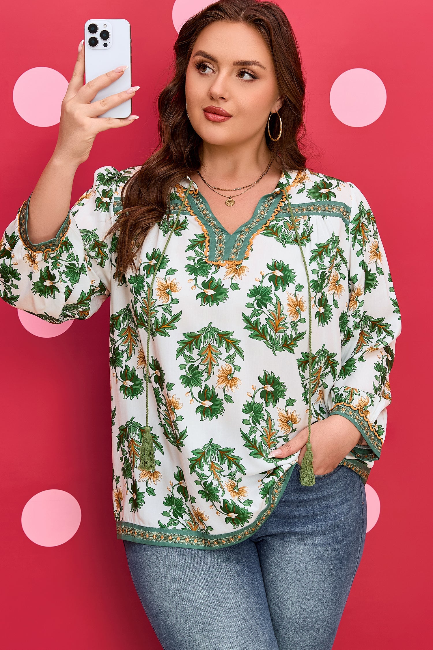 Kira 3 4 Sleeve PLUS Blouse