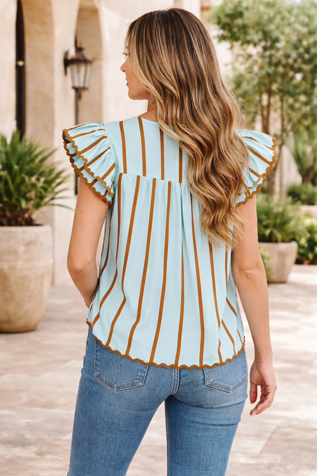 Malaysia Ruffled Short Sleeve Blouse