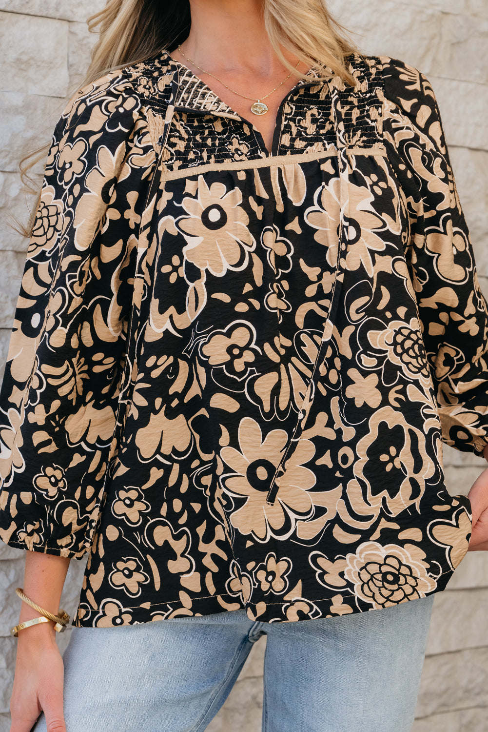 Camilla Bracelet Sleeve Boho Blouse