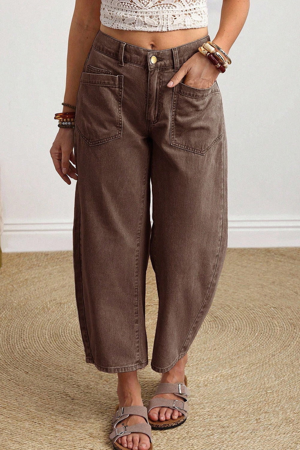 Rhea ankle Length Barrel Jeans