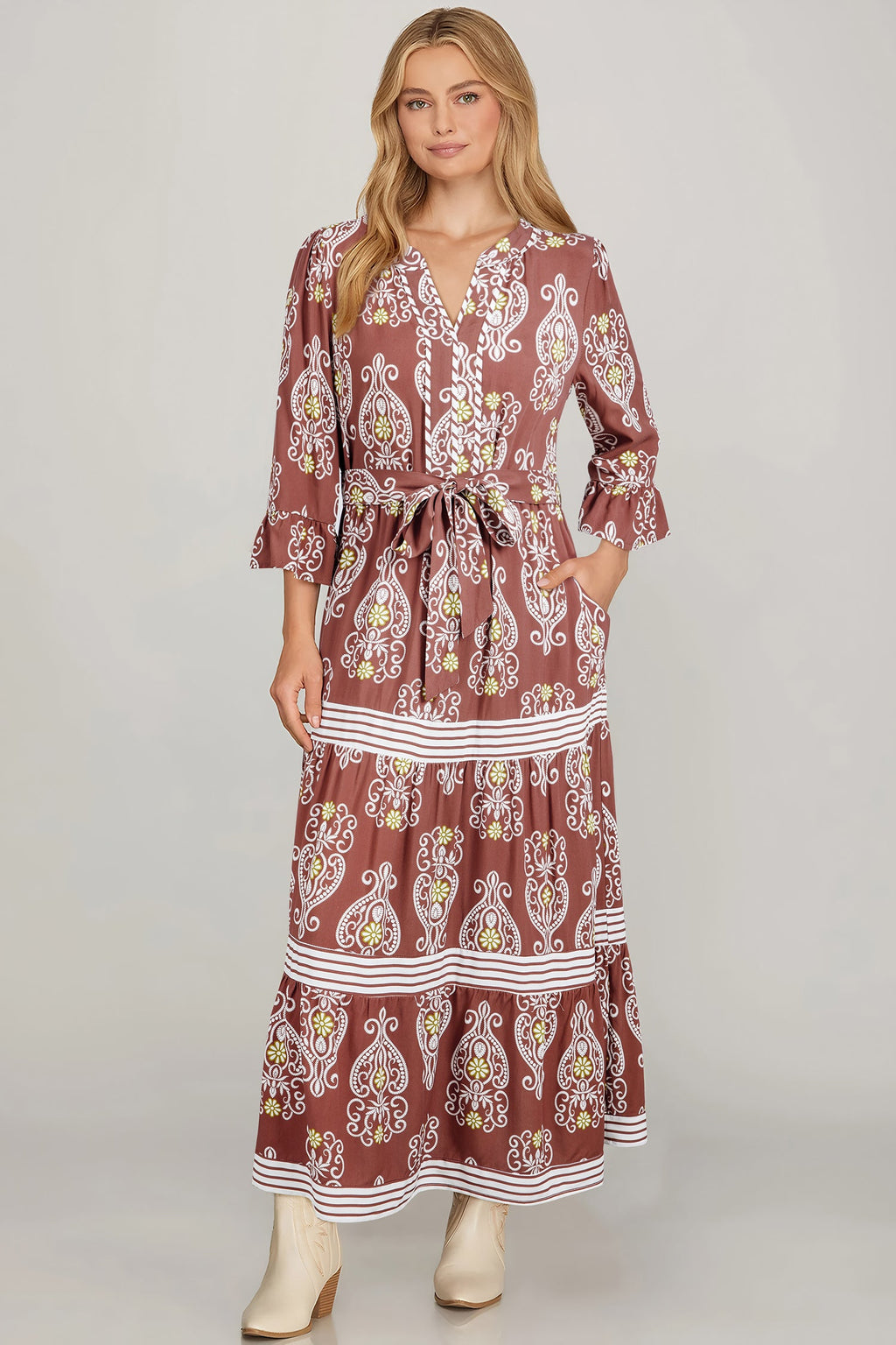 Katie Trim Tiered Maxi Dress