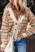 Seraxie Pattern Knit Front Sweater