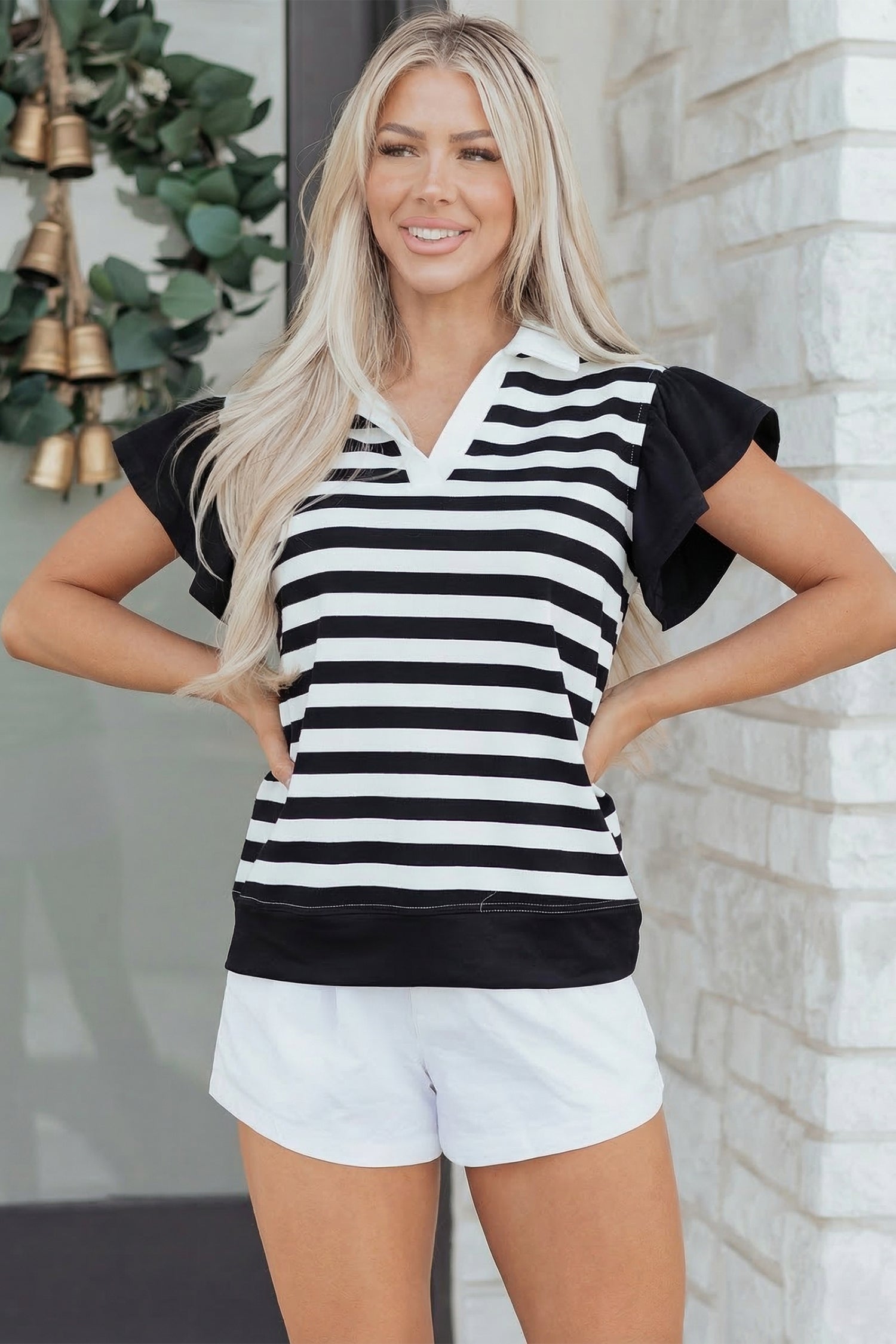Lilith Ruffled Short Sleeve Blouse