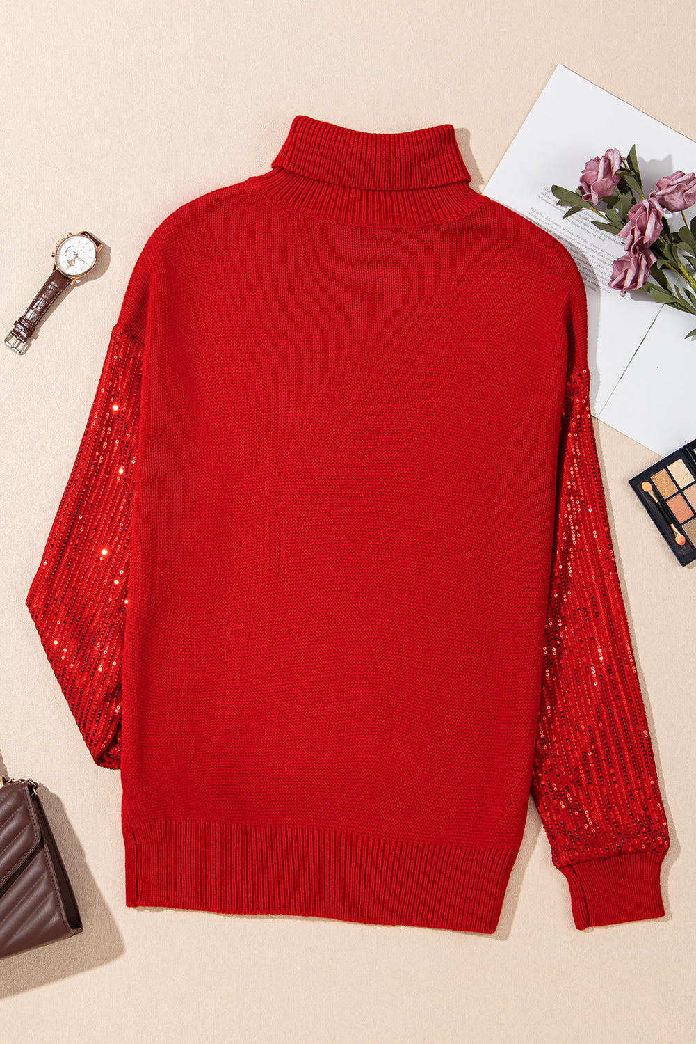Isabella Sleeves Christmas Turtleneck Sweater