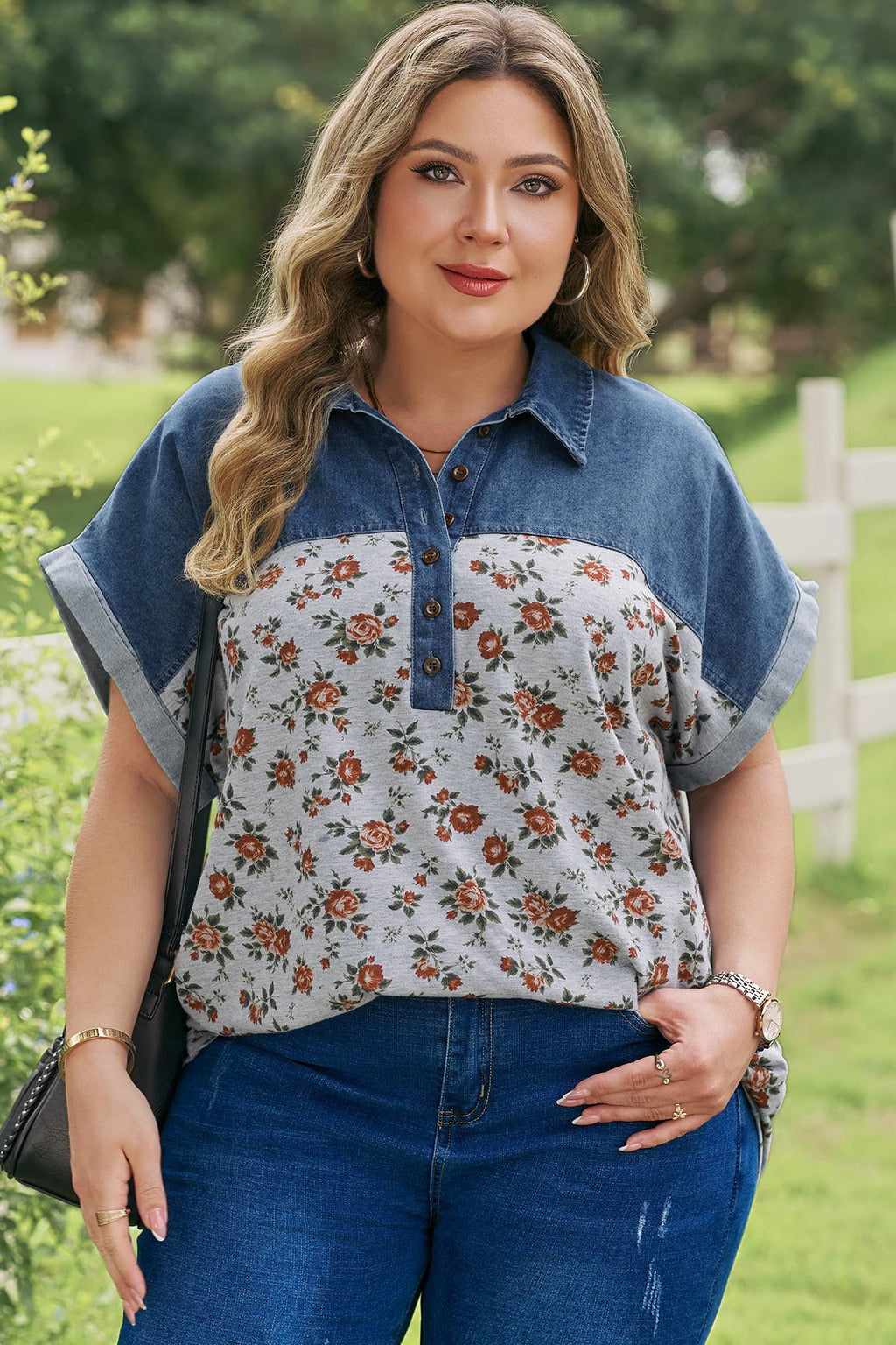 Karla Print Patchwork Polo PLUS Tee