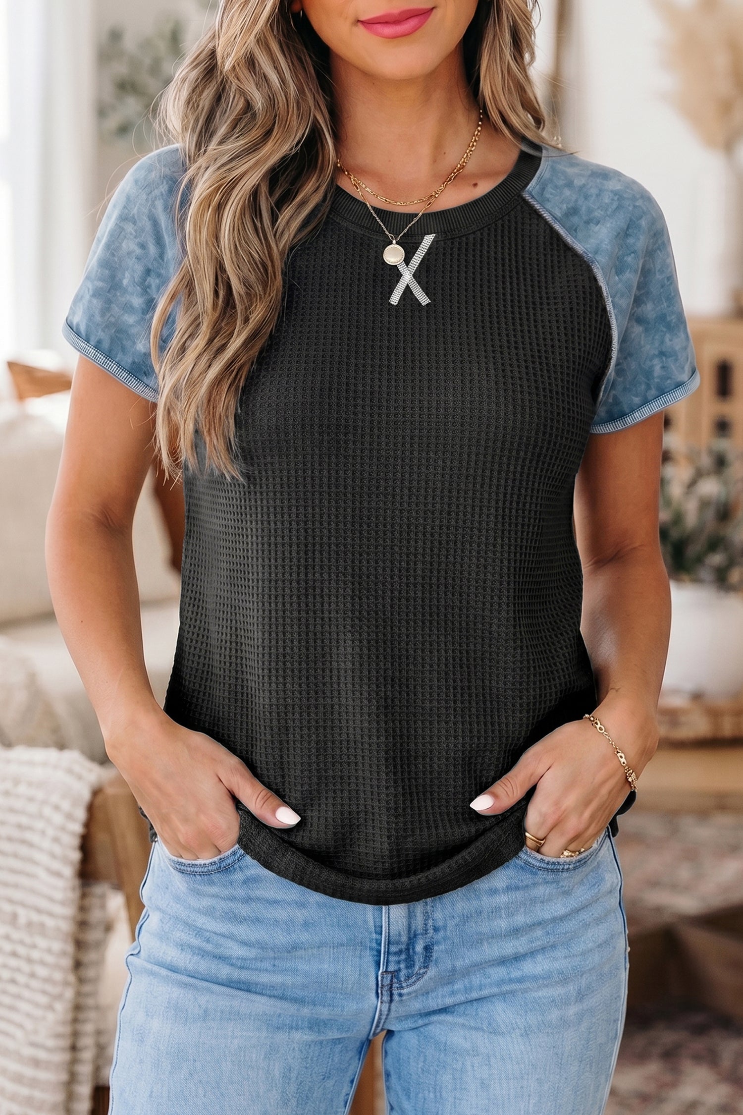 Brynleigh Patchwork Short Sleeve Top