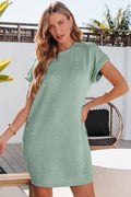 Jolie Textured Crinkle Short Sleeve T-Shirt Dress