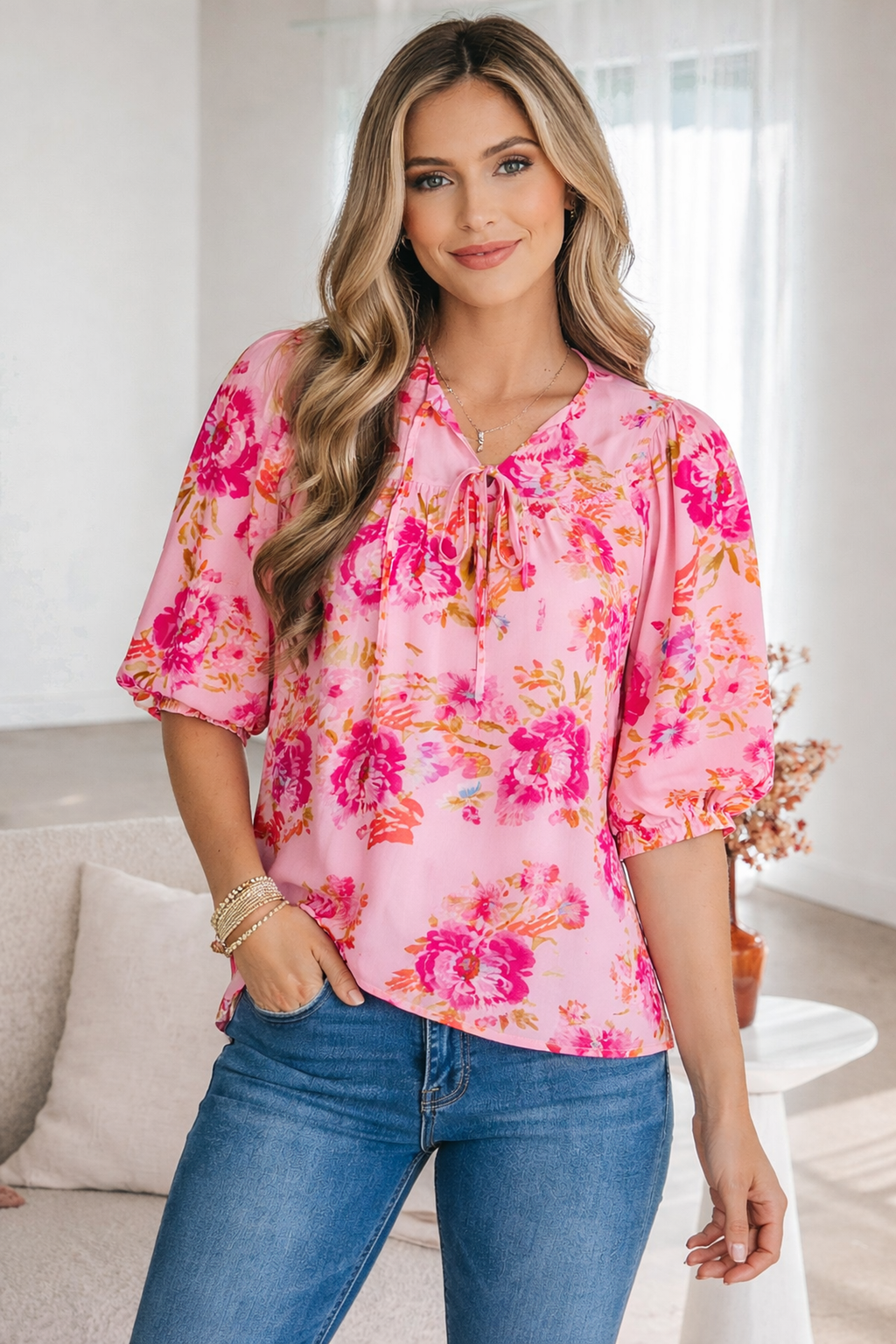 Nicole Puffy Half Sleeve Blouse