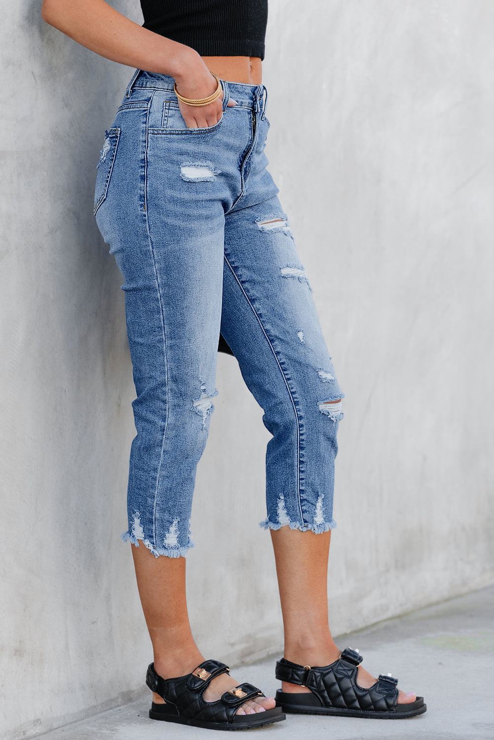 Georgia Skinny Distressed Capri Jeans