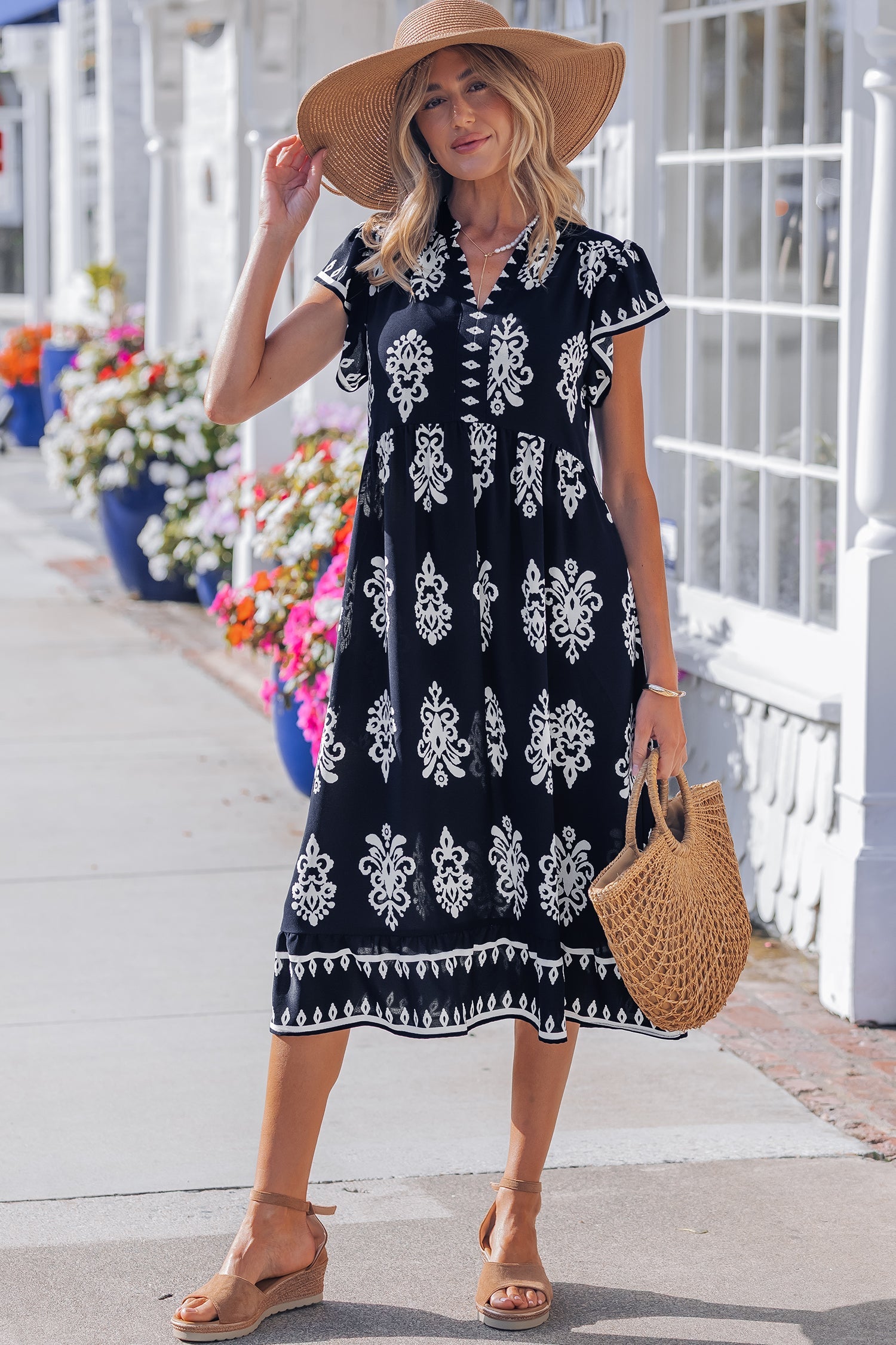 Halo Short Sleeve Midi Dress