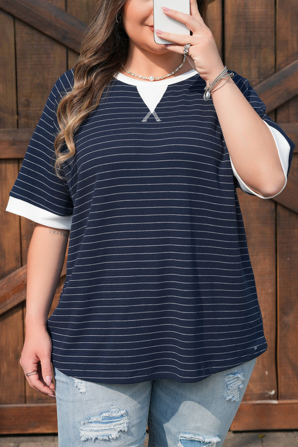 Melany Trim Ribbed T PLUS Shirt