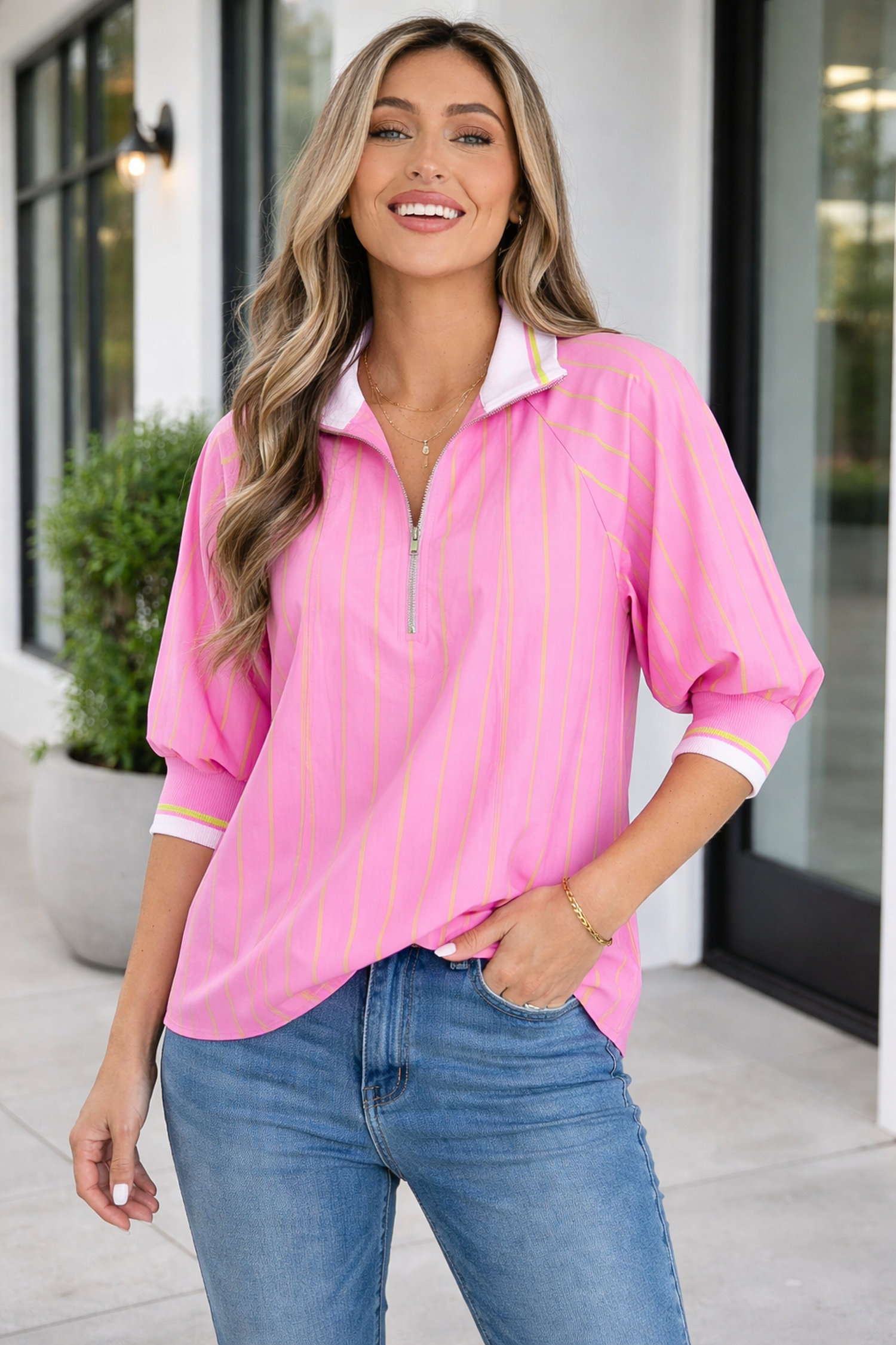 Gwendolyn Cuff Casual Shift Blouse
