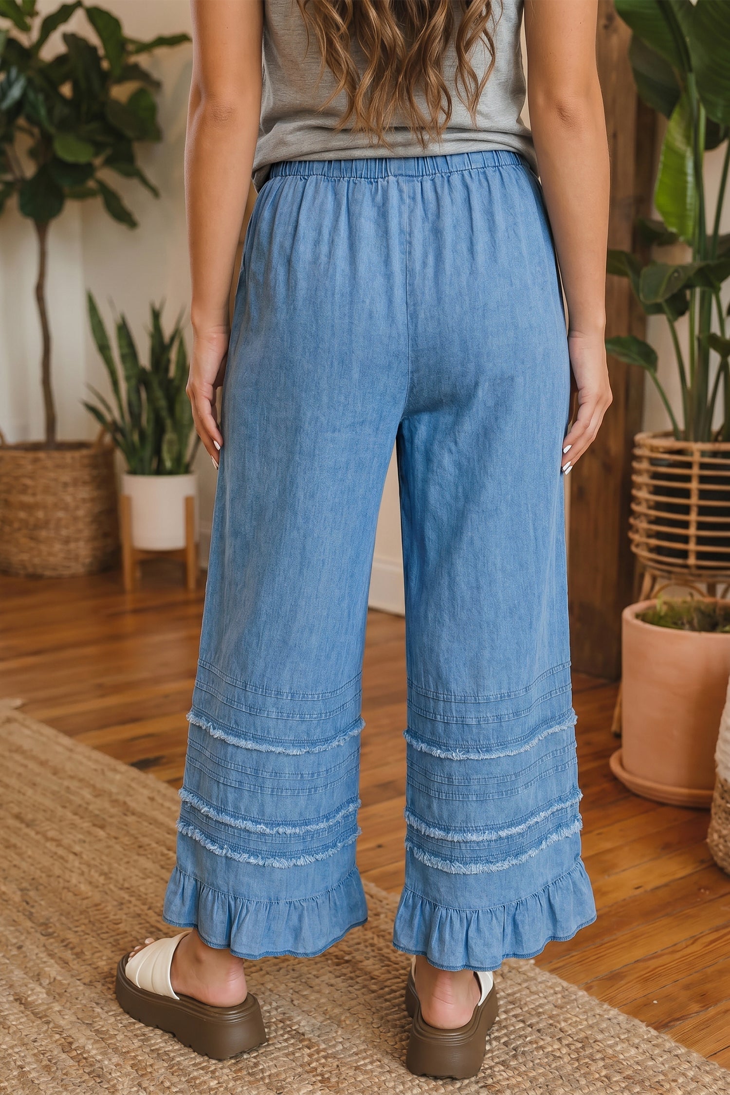 Taytum Wide Leg Chambray Pants