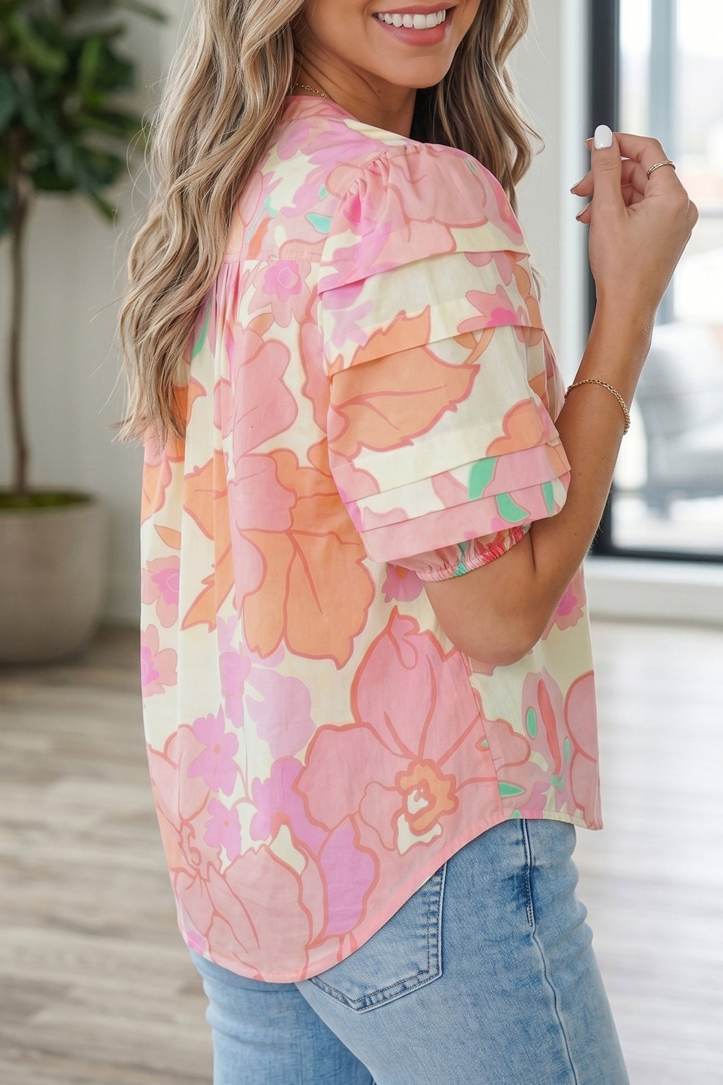 Brianna Pintuck Short Sleeve Shirt