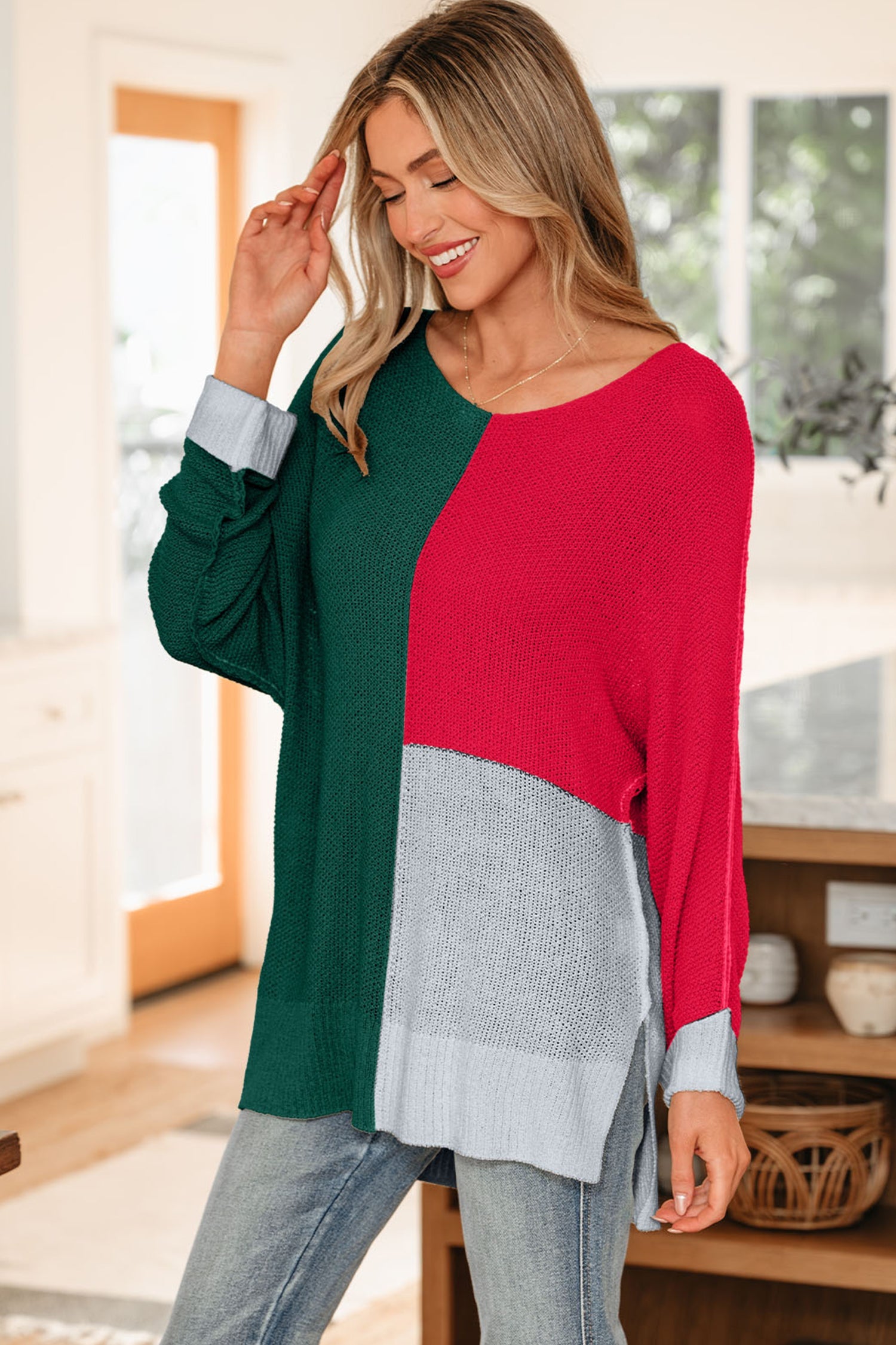 Demi Block Knit Loose Sweater