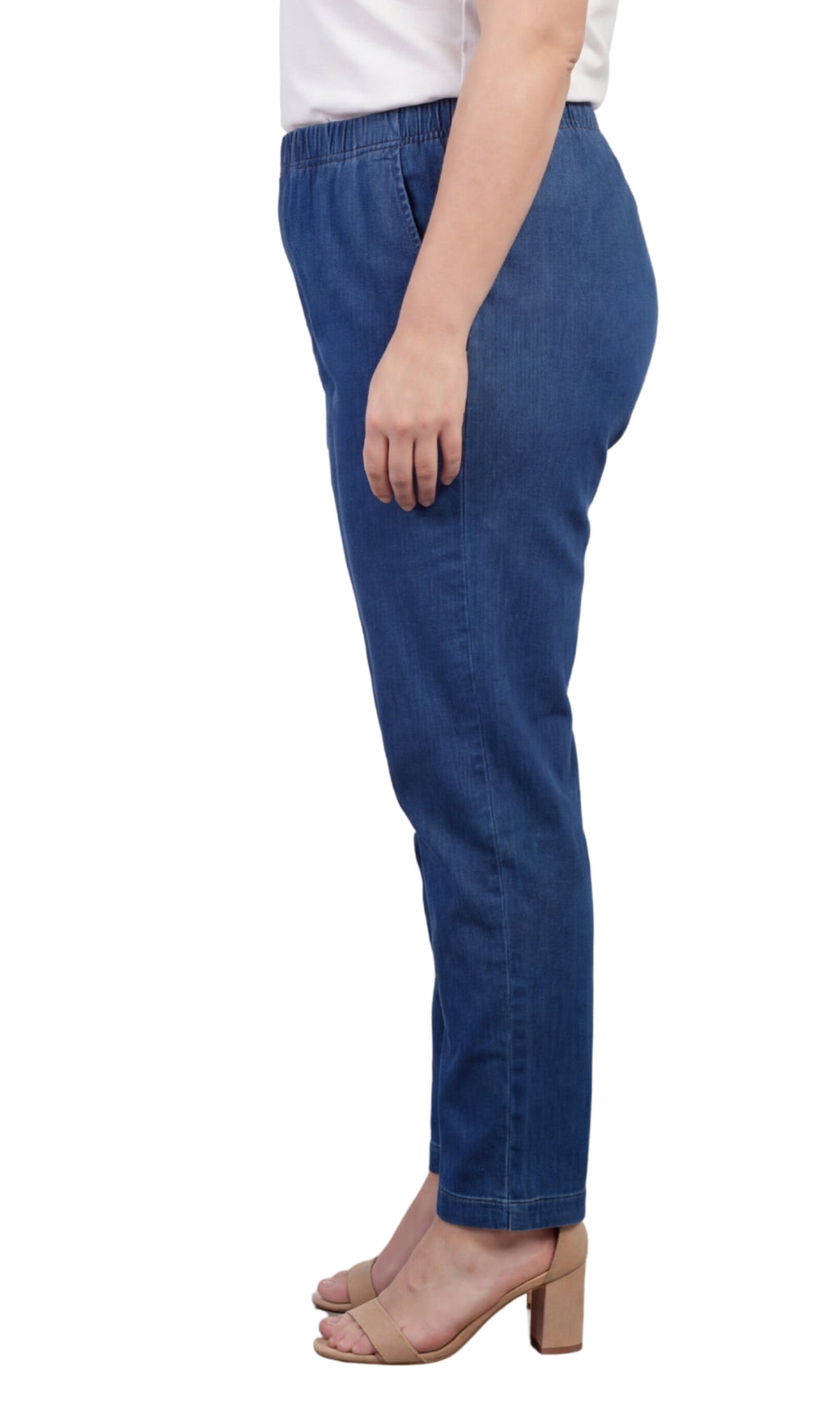 Women's Lightweight Pull-On Denim Jeans — Elastic Waist No Zipper