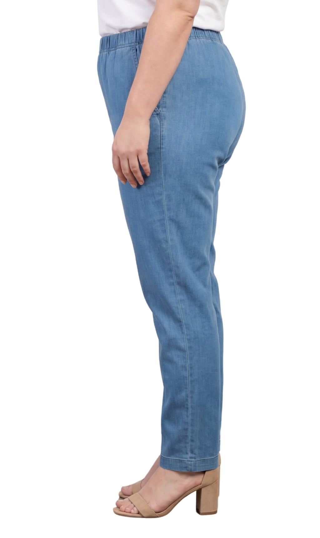 Women's Lightweight Pull-On Denim Jeans — Elastic Waist No Zipper