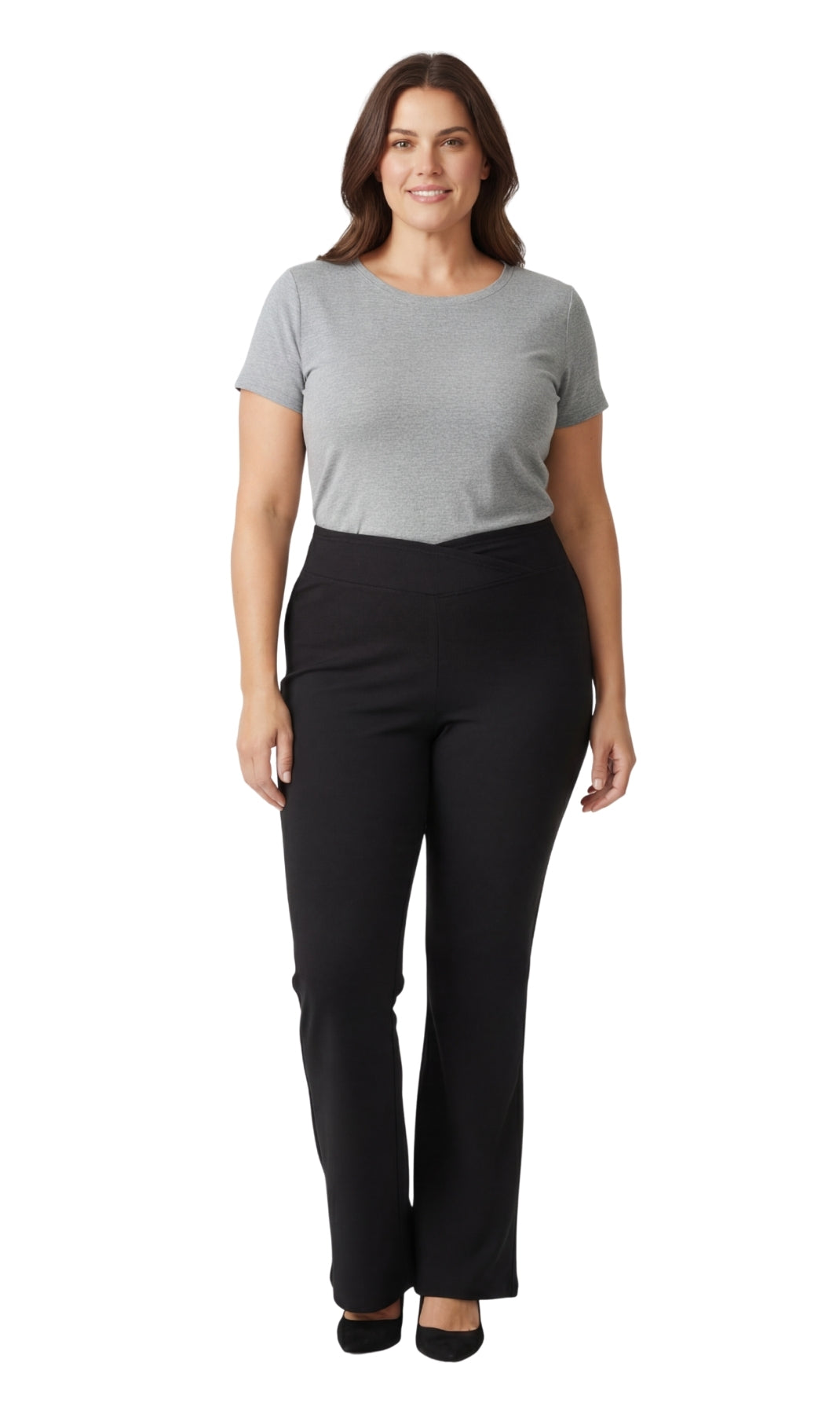 Women's Bootcut Flare Leggings — Pull-On Cotton Stretch with Crossover Waist