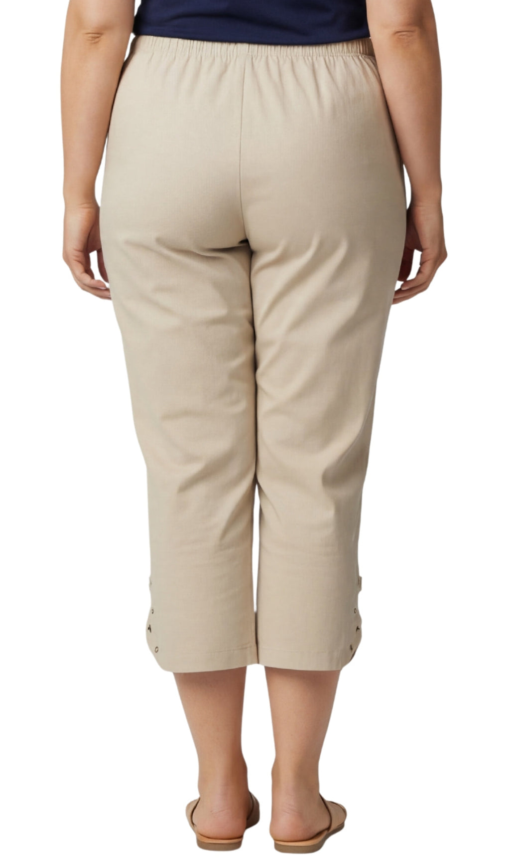 Women's Lightweight Capri Pants with Studded Hem Detail