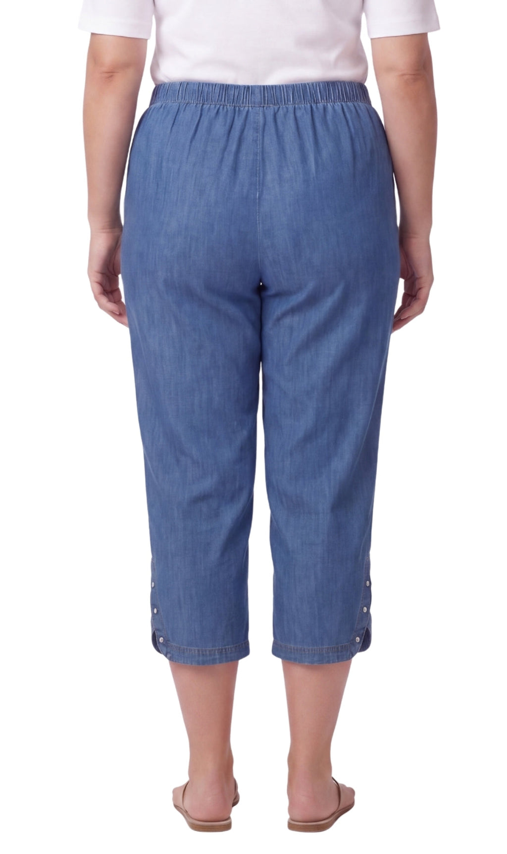 Women's Lightweight Capri Pants with Studded Hem Detail