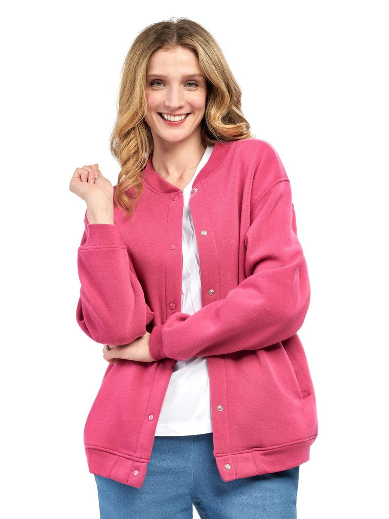 Women's Snap Up Jacket with Stand Collar and Patch Pockets