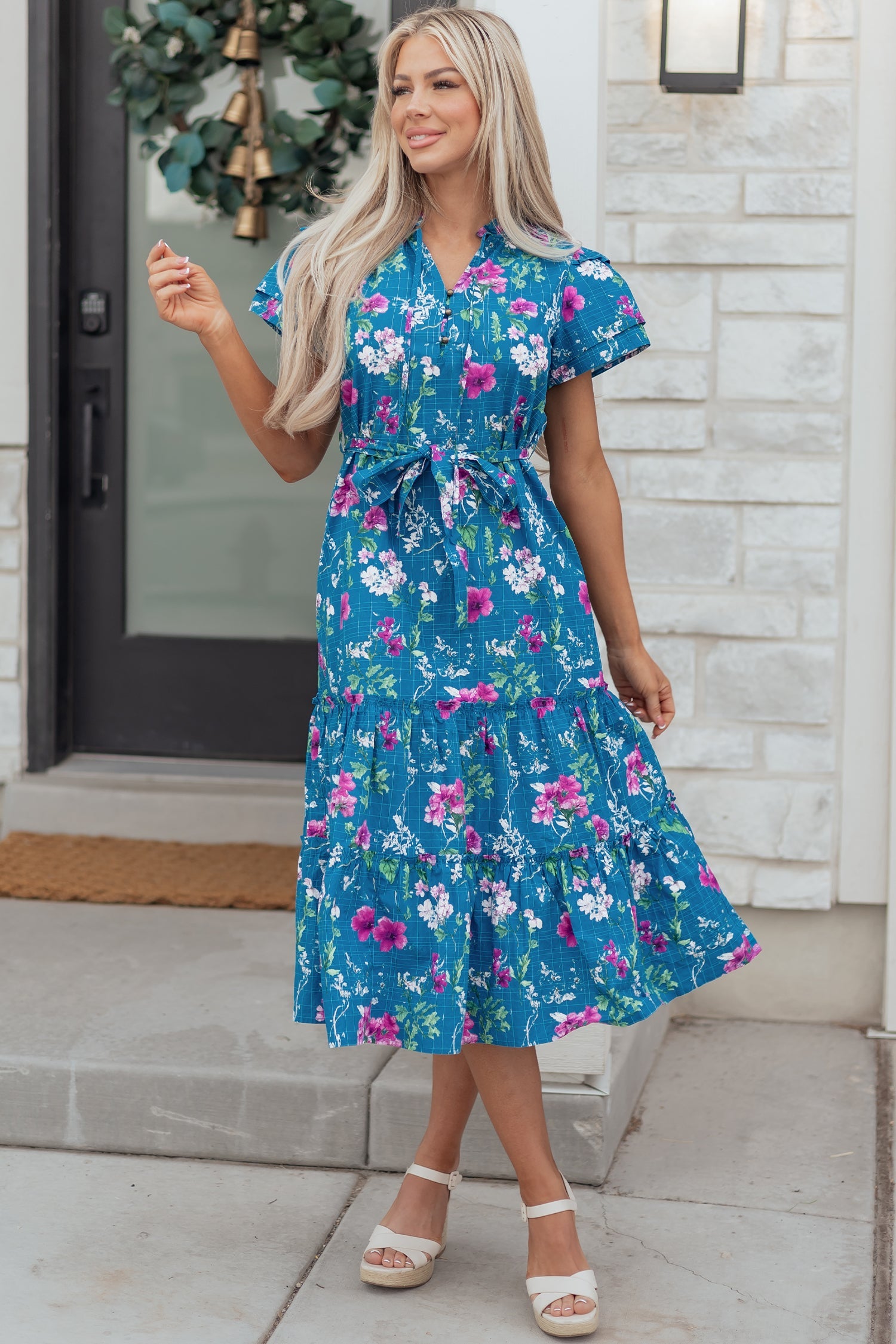 Tessa Tie Belted Long Dress