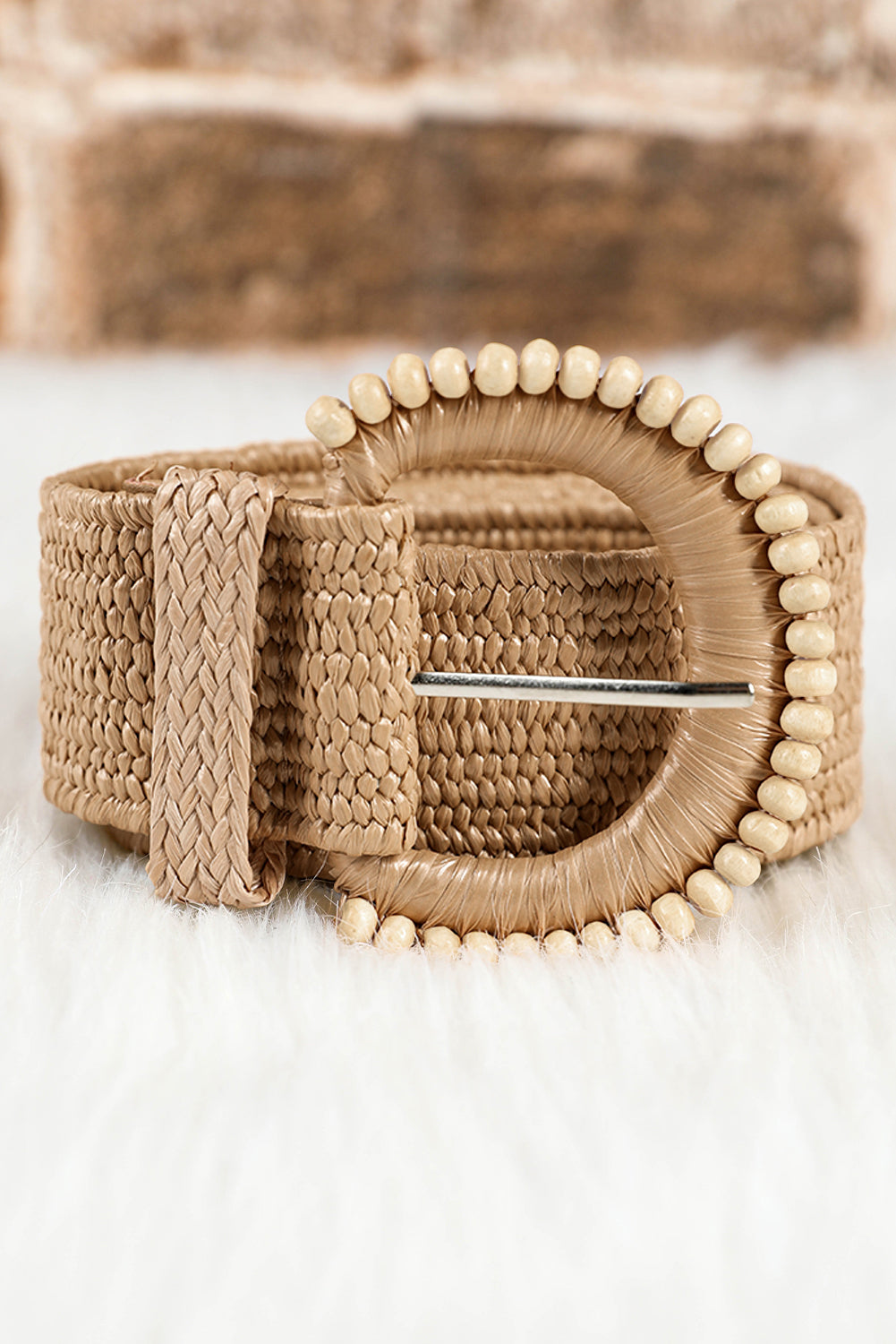Kylie Beaded Straw Woven Belt