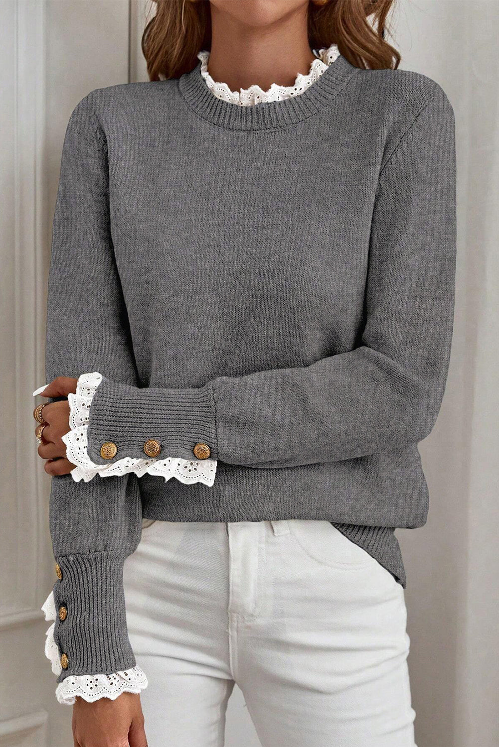 Katelyn Patchwork Cuffs Loose Sweater