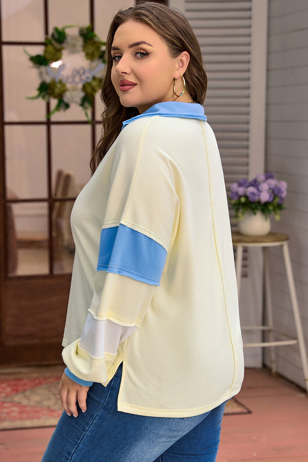 Kallie Color Block Patchwork PLUS Pullover