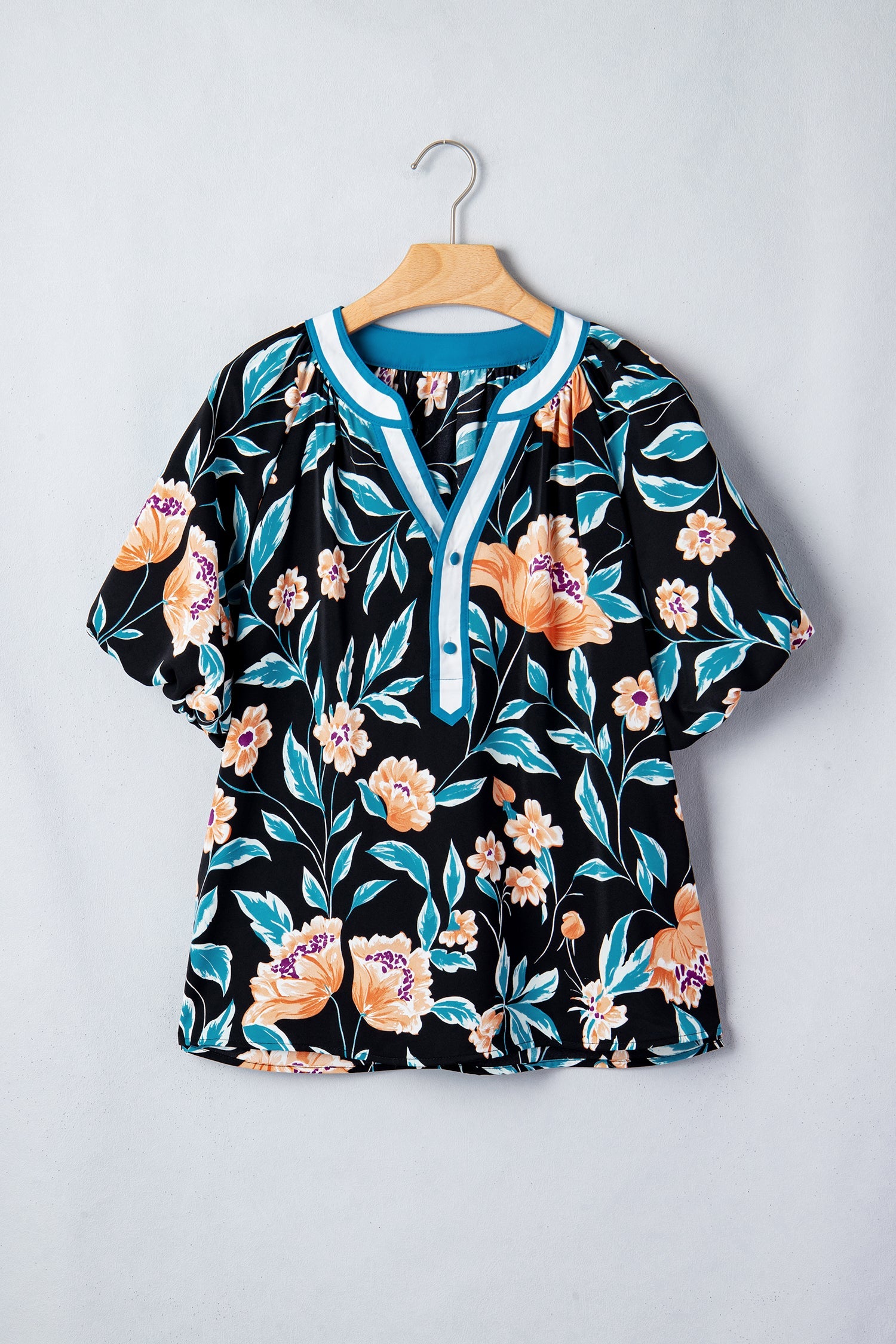 Ila Bubble Sleeve Notched Blouse