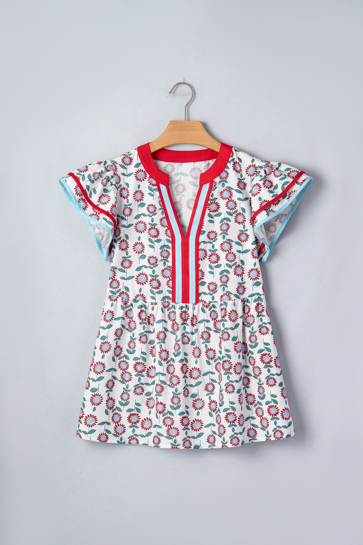 Avery Trim Flutter Sleeve Blouse