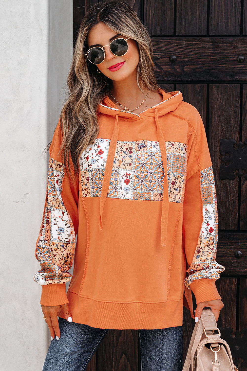Myrassa Side Slit Drawstring Hoodie