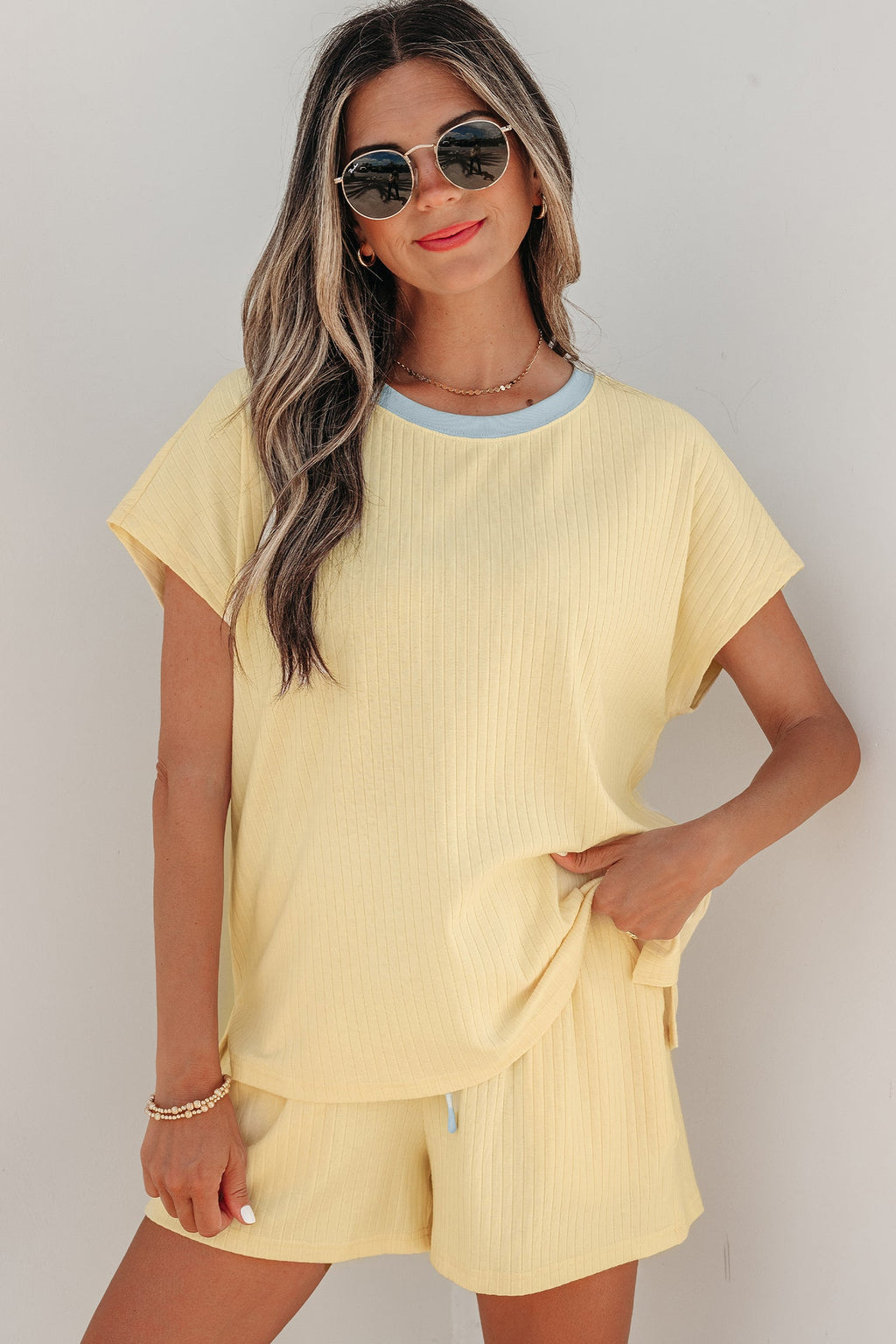 Sunny Trim Casual Short Set