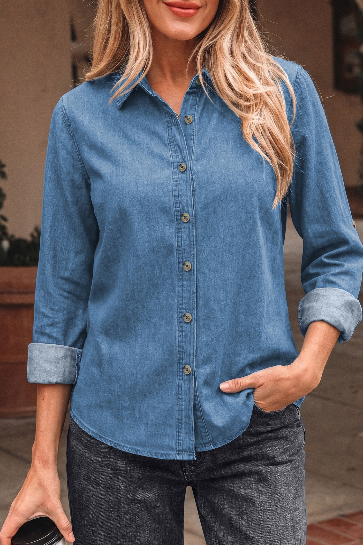 Makenna Myosotis Down Slim Shirt