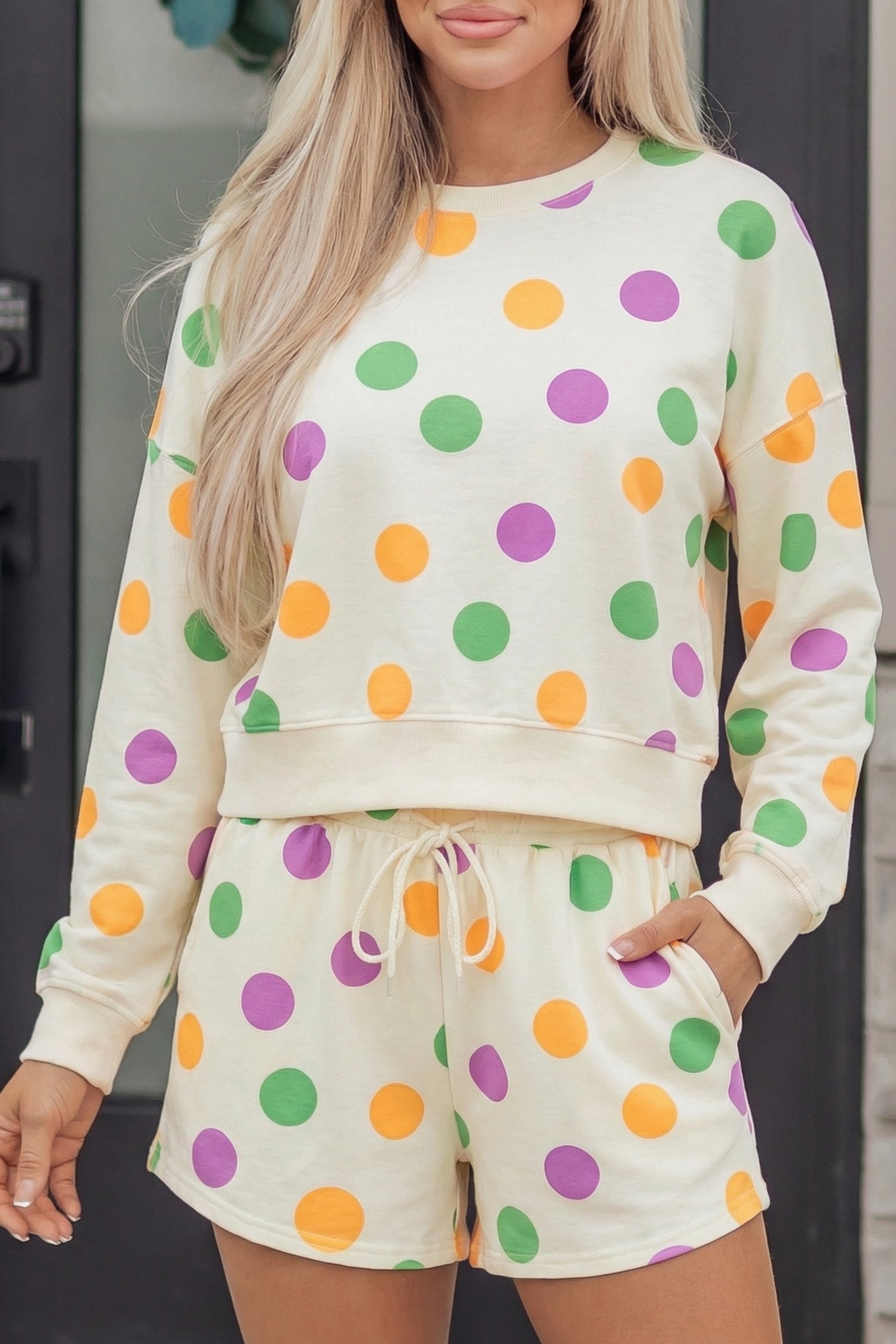 Ember Shoulder Pullover Drawstring Shorts Set