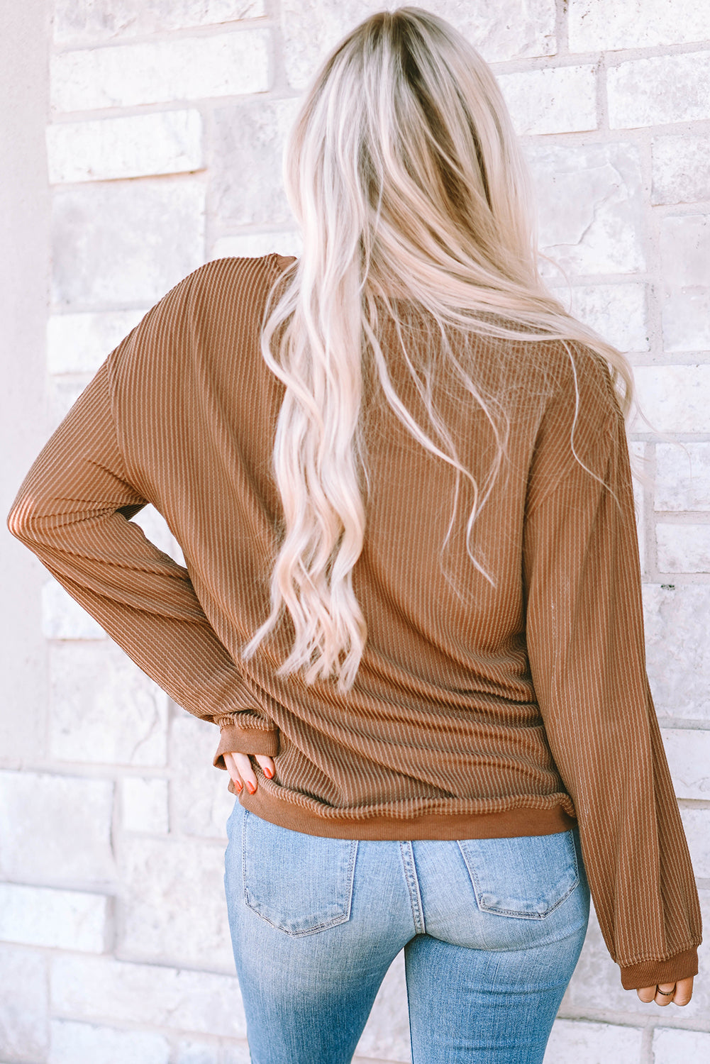 Jessiette Loved Print Corduroy Sweatshirt
