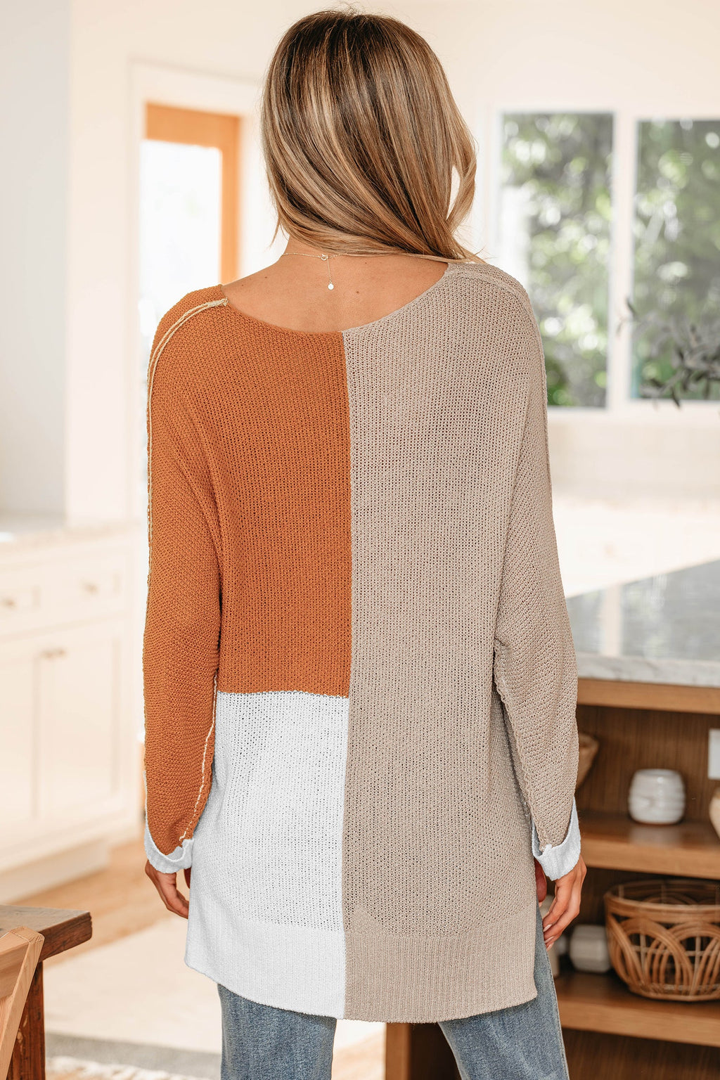 Zendaya Block Knit Loose Sweater