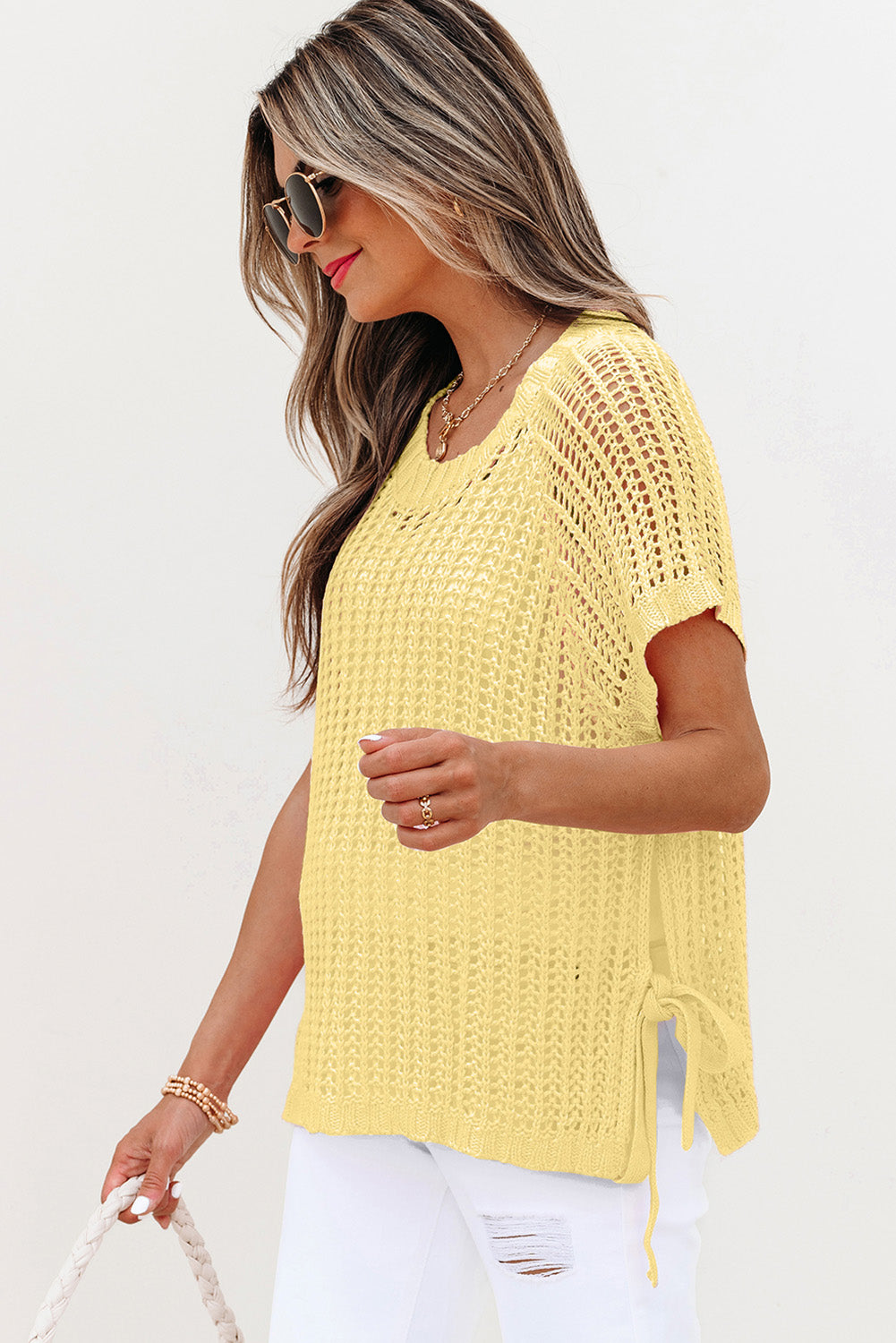 Celine Tied Short Sleeve Sweater