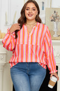 Teresa Stripe Crinkled Half PLUS Blouse