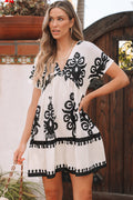 Leyla Vintage High Waist Short Sleeve Dress