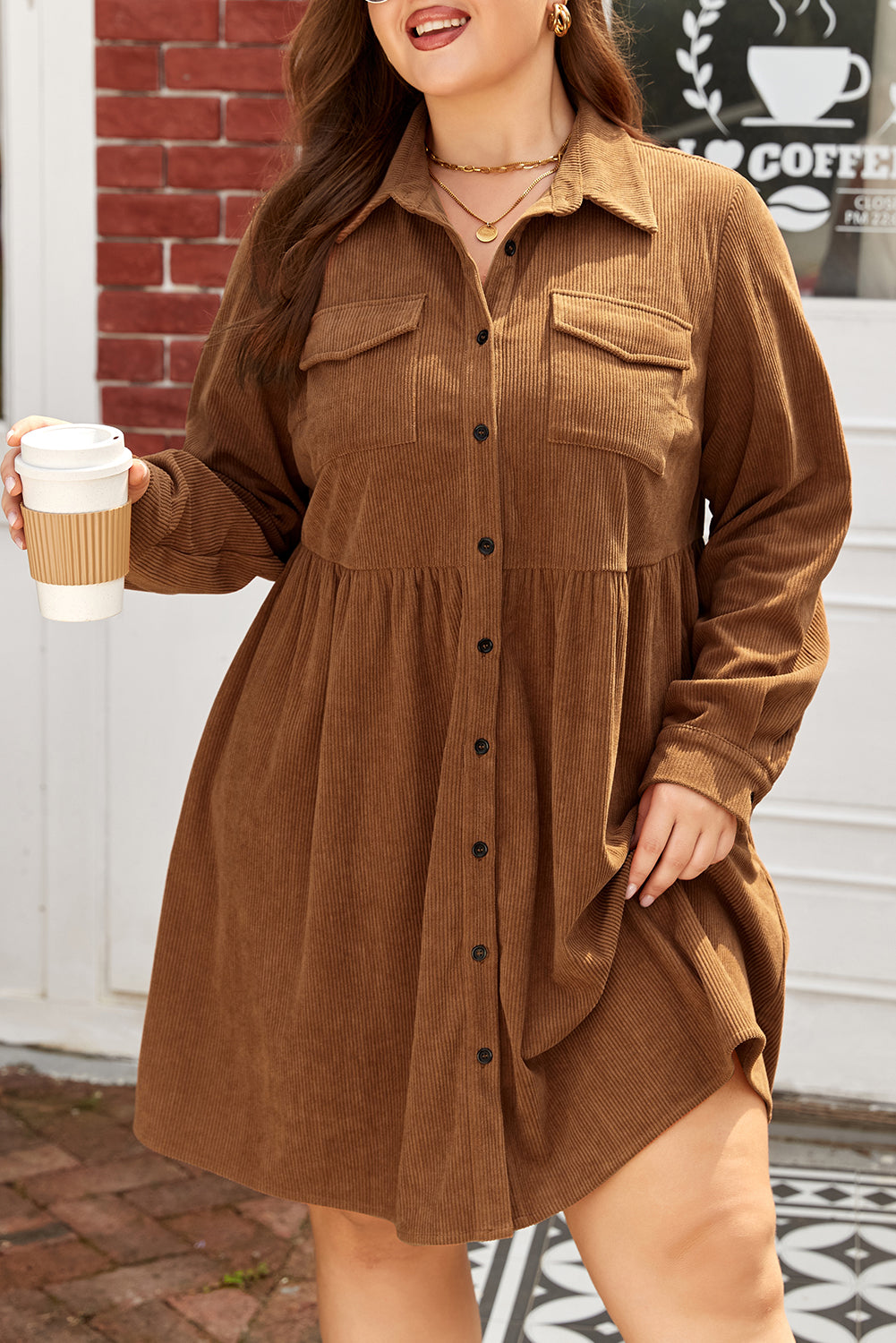 Galilea Corduroy Full Collared PLUS Shirt