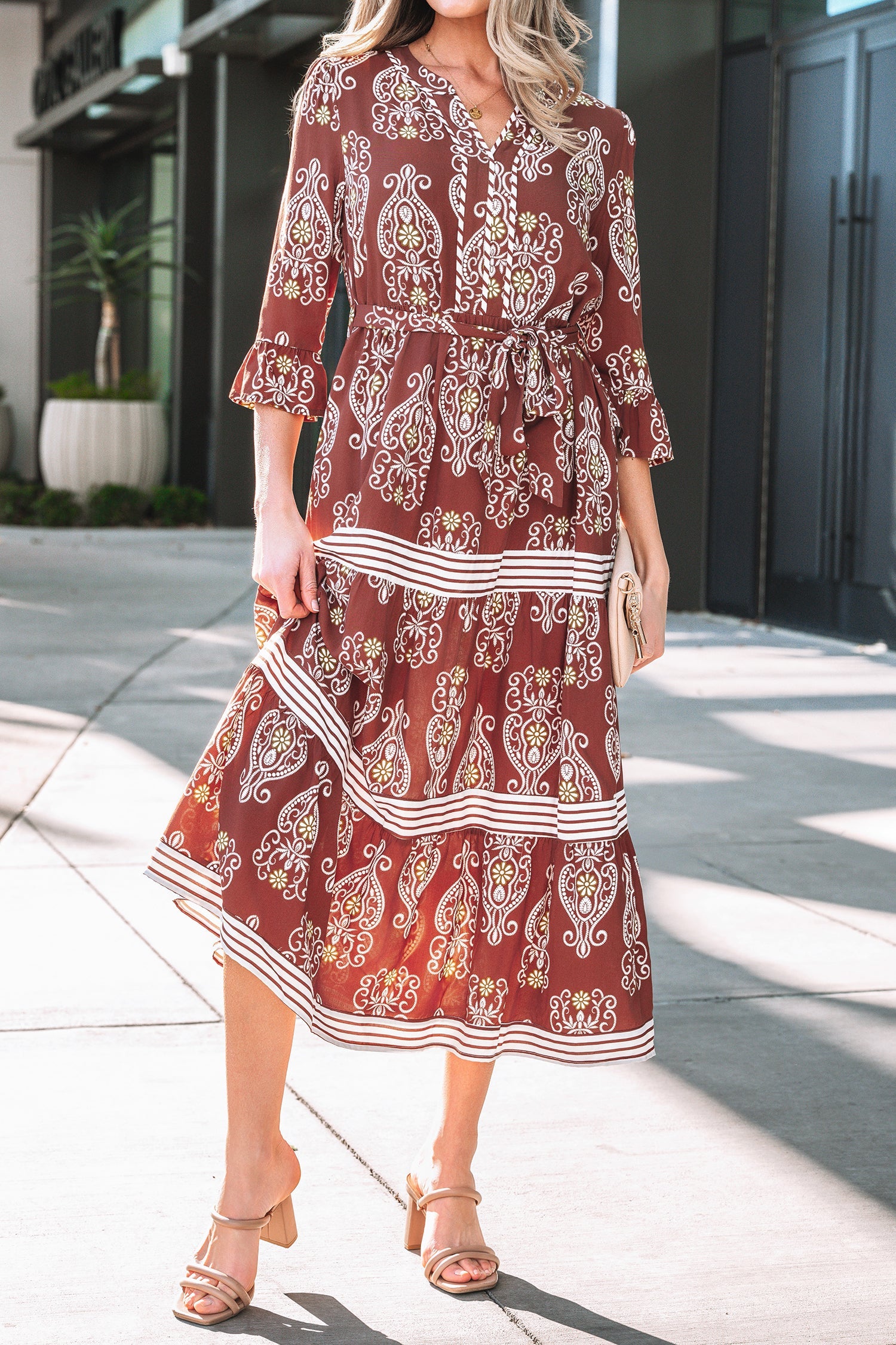 Katie Trim Tiered Maxi Dress