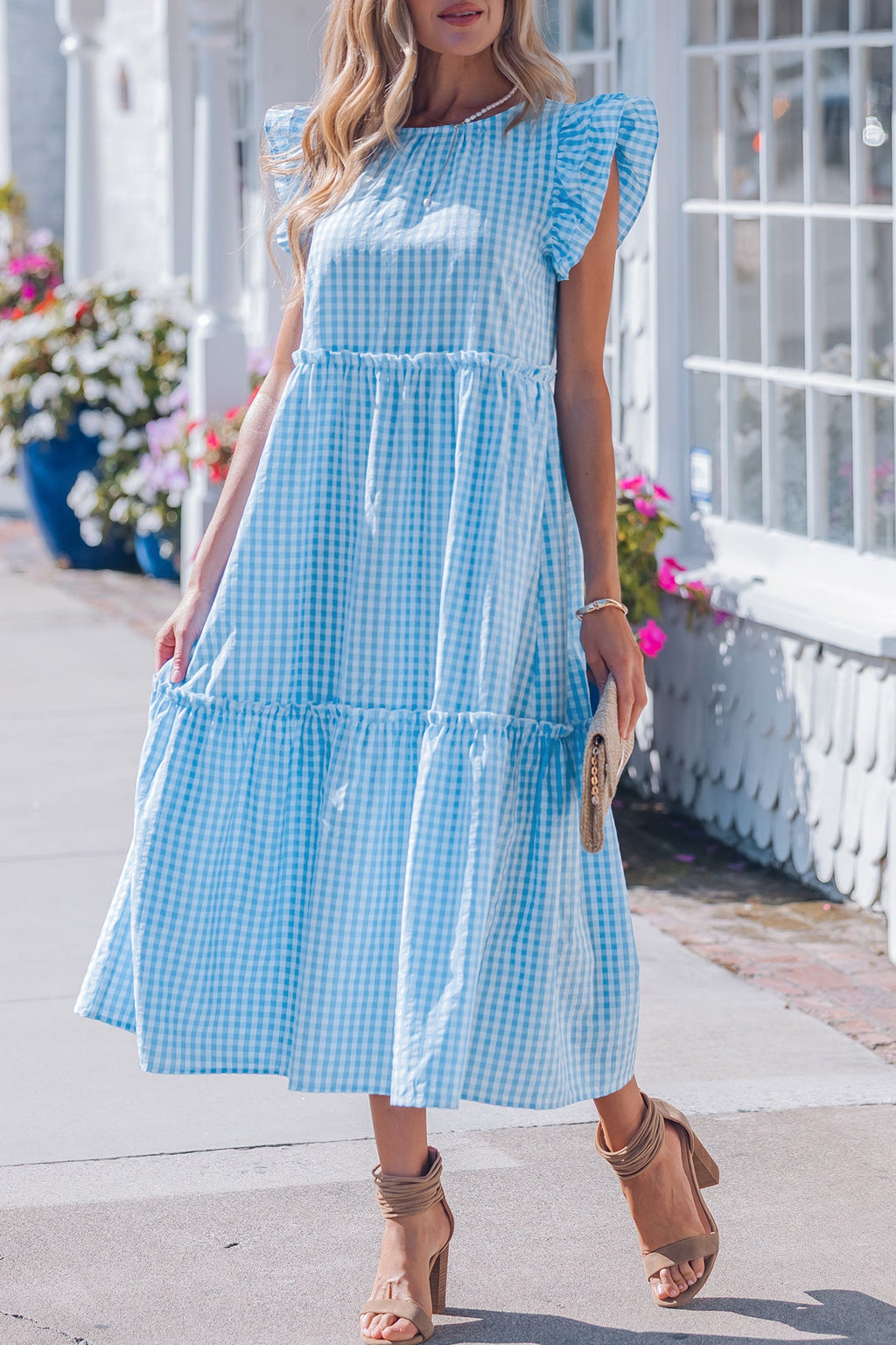 Deborah Sleeve Gingham Maxi Dress